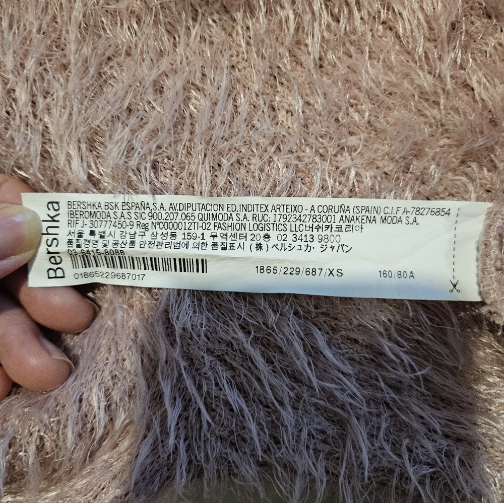 NEW Bershka Pink Fuzzy Sweater Size XS Cozy Knit Feminine Winter Girlhoodcore - Picture 10 of 11